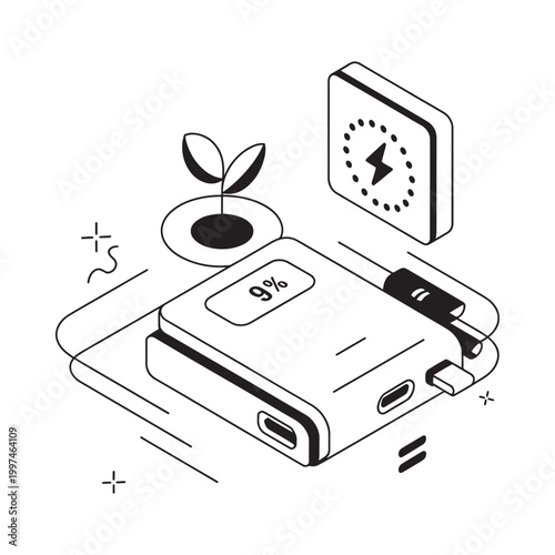 power bank charging smartphone with low battery indicator