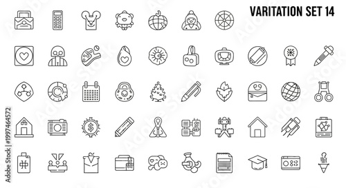Schilderij op canvas Modern minimalist line icons collection for web and app interfaces, a diverse ve