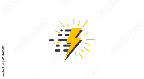 Yellow lightning bolt with rays.