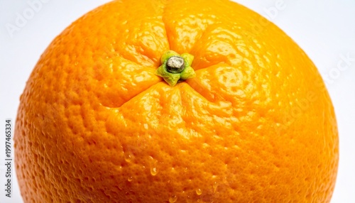 A close-up shot of a vibrant orange fruit on a white background