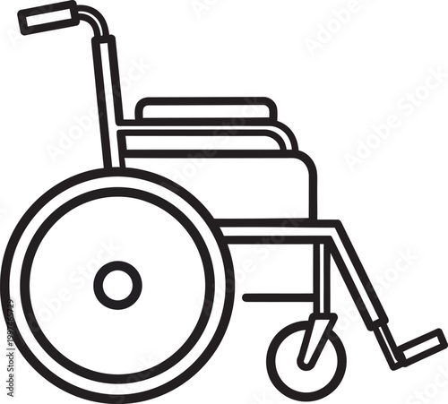 Minimalist illustration of a classic wheelchair in profile view Vector