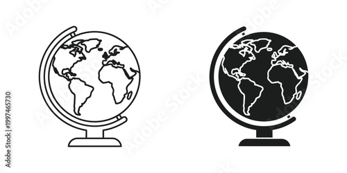 Contrasting depictions of a globe with different visual styles