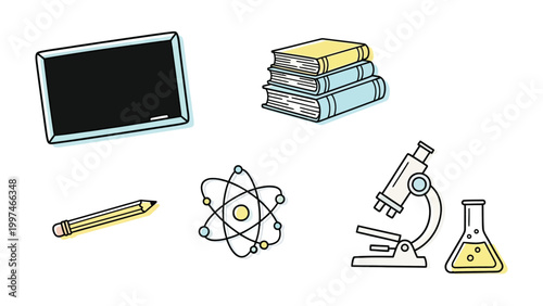 Educational tools illustration: A vibrant illustration showcasing the tools of learning, inviting a world of knowledge and exploration.