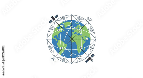 Satellites Orbiting the Earth Globe.