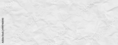 Crumpled white paper texture background with old kraft memo effect. Vector craft bg features fold detail ideal for collage projects. Simple clean crumpled paper background