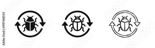 Software Bug Fix Icons Set - Debugging and Maintenance Symbols in Vector Format