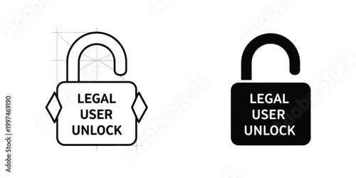 Comparative visual of legal user unlock icons in different design styles