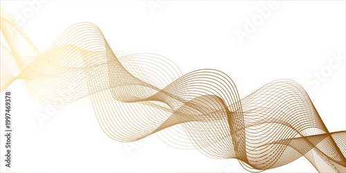Abstract golden wave  featuring a flowing gold ribbon design with elegant curved lines and a wavy vector pattern on a clean white backdrop.