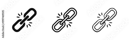 Chain Link Icons Set - Connection and Hyperlink Symbols in Multiple Styles
