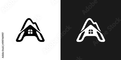 Abstract mountain house logo design
