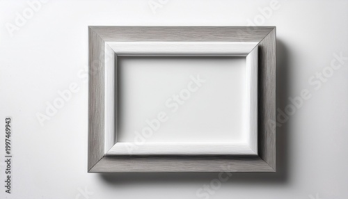 sleek minimalist white wooden picture frame isolated on white background studio shot presentation