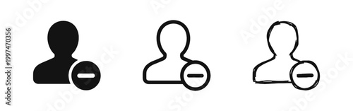 Remove User Icons Set - Profile Deletion and Account Removal Symbols