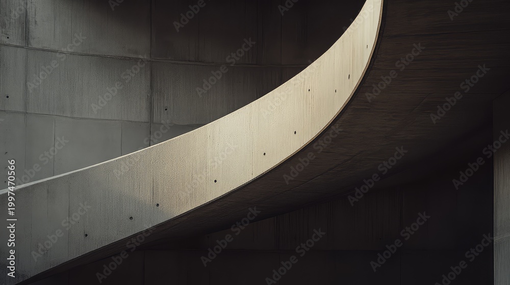 Fototapeta premium Concrete spiral ramp creating abstract architectural curves