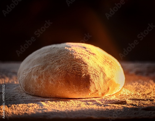 warm golden dough orb glows diffused light kissing its surface a hint of gluten s ethereal dance golden hour process