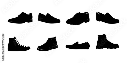 set of silhouette shoes vector, white background eps 10	