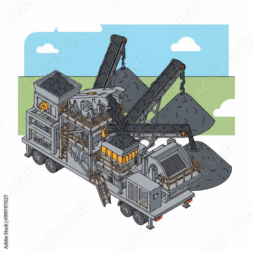 Industrial mining machine in operation.