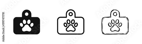 Pet Tag with Paw Print Identity Icon