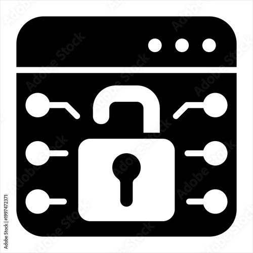 Decryption Single Icon Glyph Black