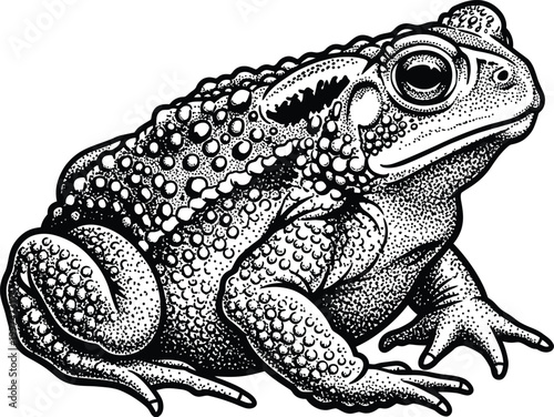 Foto Vintage engraving of a toad a detailed black and white illustration