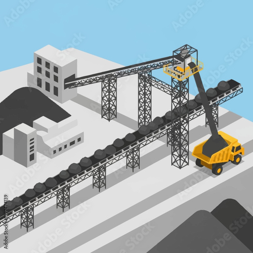 Industrial mining and transportation infrastructure.