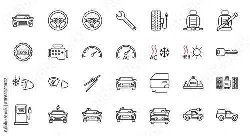 Car Service Station Icons Set.