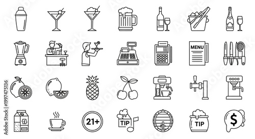 Food and drink icons collection.