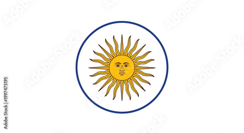Argentine Sun Flag Emblem Symbol.