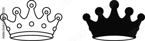 Crown vector illustration black and white royalty symbols for design projects