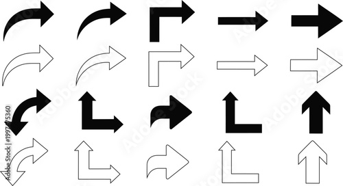 Diverse vector arrows directional indicators for design navigation