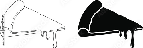 Pizza slice vector illustration black and white graphic design for food art
