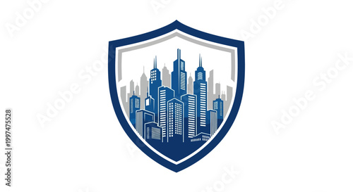 City Skyline Shield Emblem Logo.