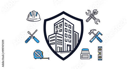 Construction Building Safety Shield Icon.