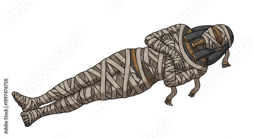 Mummy rests peacefully inside a beautifully decorated ancient.