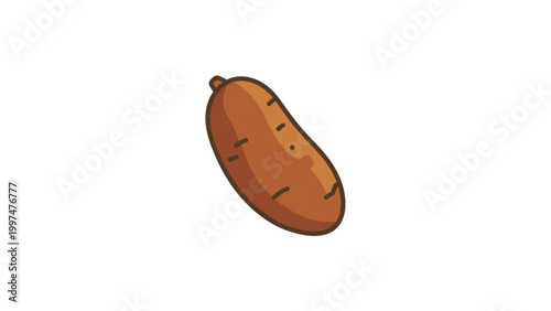 Simple cartoon sweet potato with smooth brown skin Vector