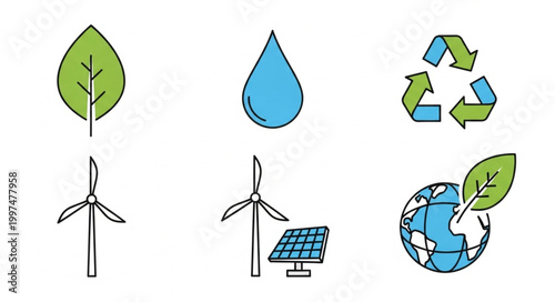 Eco friendly icons on white background.