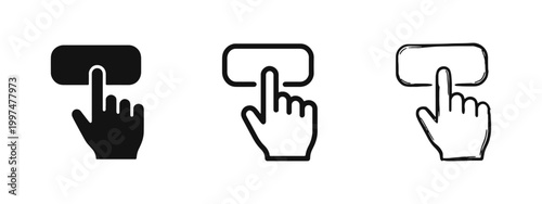 Hand Finger Clicking Button Touch Screen Gesture Icon Set