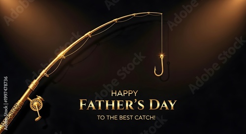 Elegant fathers day background with fishing rod golden accents perfect for celebrations