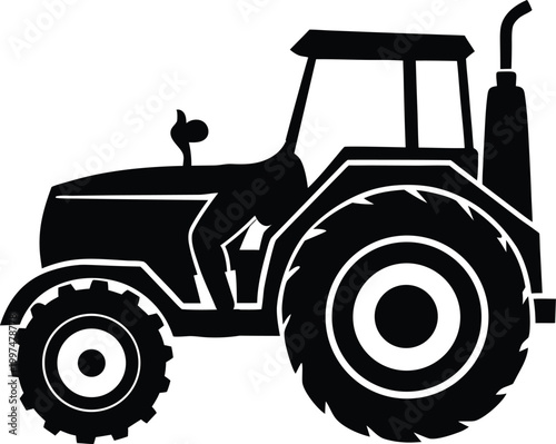 Agriculture worker using tractor silhouette