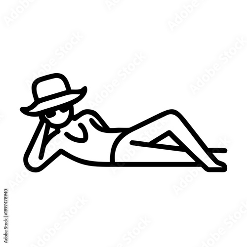 Icon of a person relaxing and sunbathing on the beach