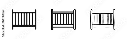 Baby Crib Cot Nursery Furniture Icon Set