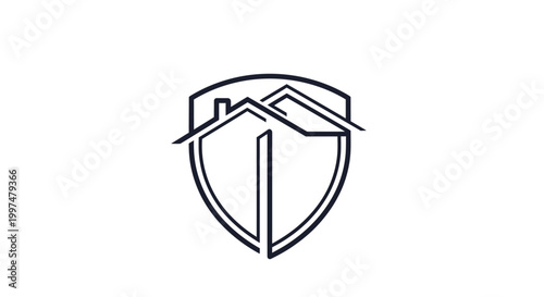 Shield with house protection logo.