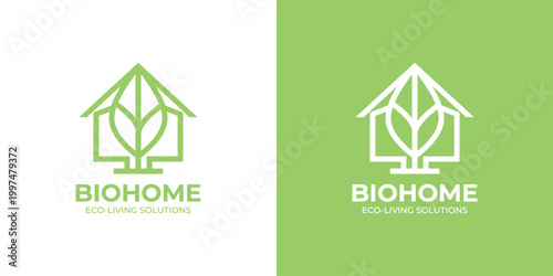 Eco friendly home logo design concept green leaf shape
