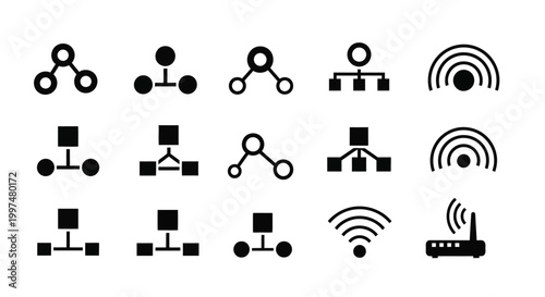 Network connectivity and data communication icons set