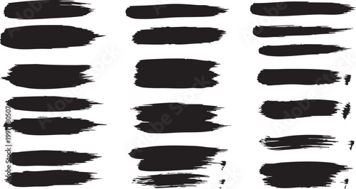 Photography Abstract brush strokes collection diverse black paint swashes on white backgroun