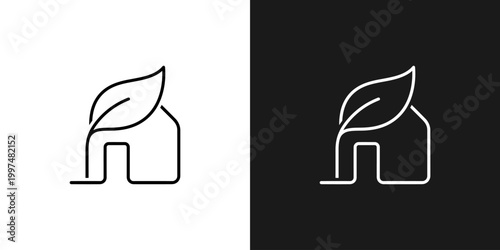 Eco friendly house and leaf logo illustration