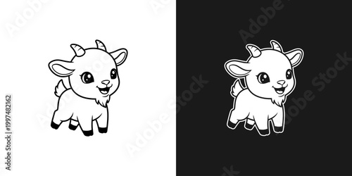 Cartoon goat illustration vector design