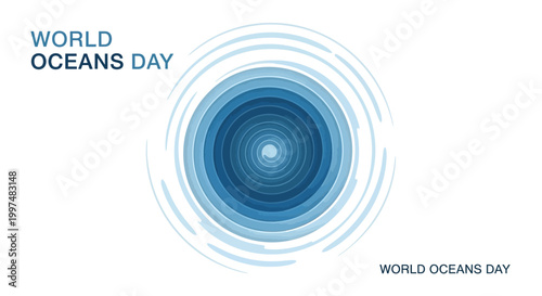 World Oceans Day Blue Graphic Design.