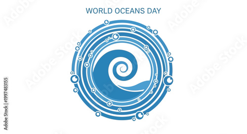 World Oceans Day Blue Wave Logo.