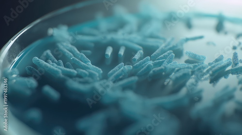 Microbiome bacteria growing in scientific laboratory petri dish