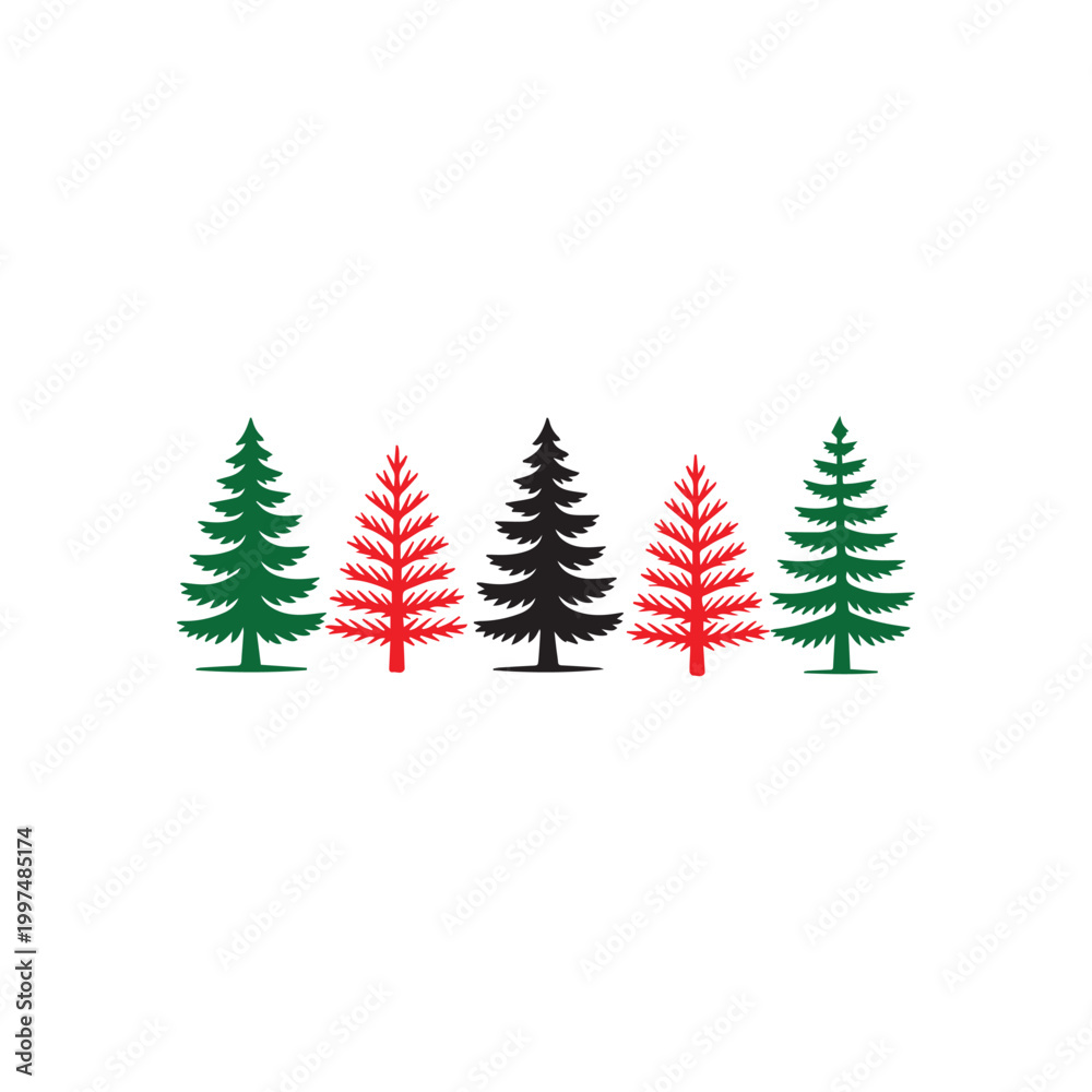 Fototapeta premium Pine Tree Icon Set Vector
